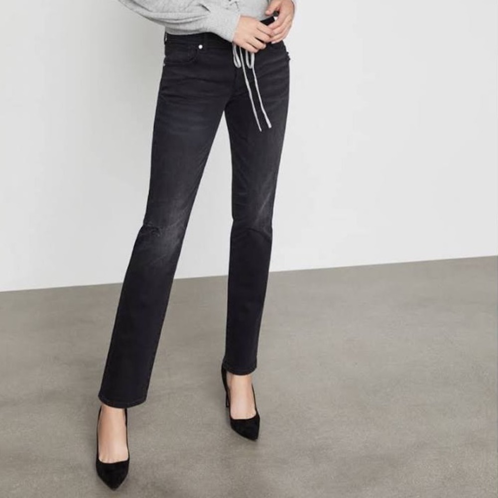 BCBGMAXAZRIA Distressed Black Boyfriend Jeans